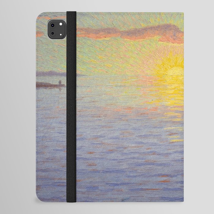 Sunset in the Archipelago pacific ocean maritime zen sailboat landscape by Otto Lindberg oil on canvas iPad Folio Case