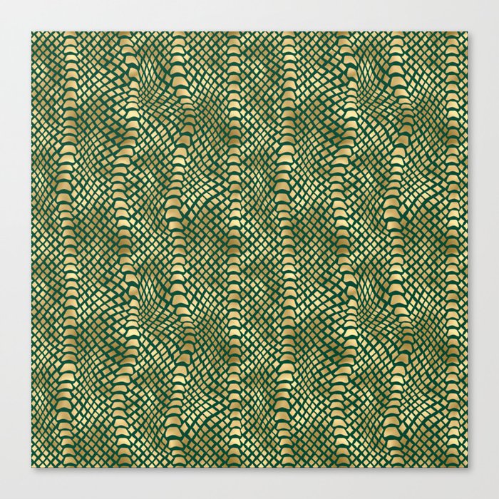 Gold Green Snake Skin Pattern Canvas Print