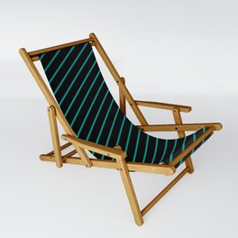 [ Thumbnail: Dark Cyan and Black Colored Lined/Striped Pattern Sling Chair ]