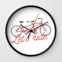 Let's Ride Tandem Bicycle - Red Wall Clock