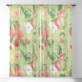 Trendy Summer Pattern with Apples, pears and peaches Sheer Curtain