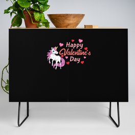 Kawaii Rainbow Unicorn Heart Day Valentines Day Credenza