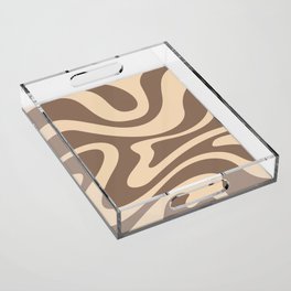 Modern Abstract Pattern 6 in Choc Brown Beige (Liquid Swirl Design) Acrylic Tray