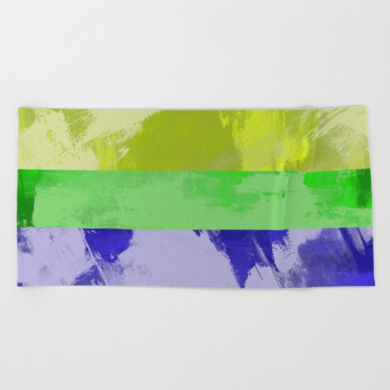 Rainbow Stripes - Abstract, textured, red, orange, yellow, green, blue, indigo, violet artwork Beach Towel