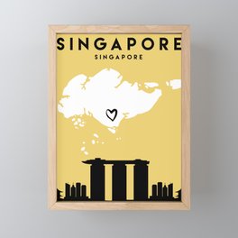 SINGAPORE LOVE CITY SILHOUETTE SKYLINE ART Framed Mini Art Print