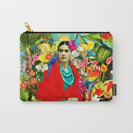 Frida Kahlo with Mexican Animals Birds Plants Carry-All Pouch