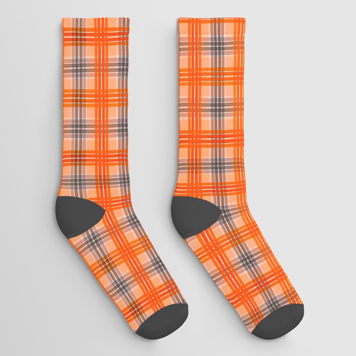 Orange Black Plaid Socks