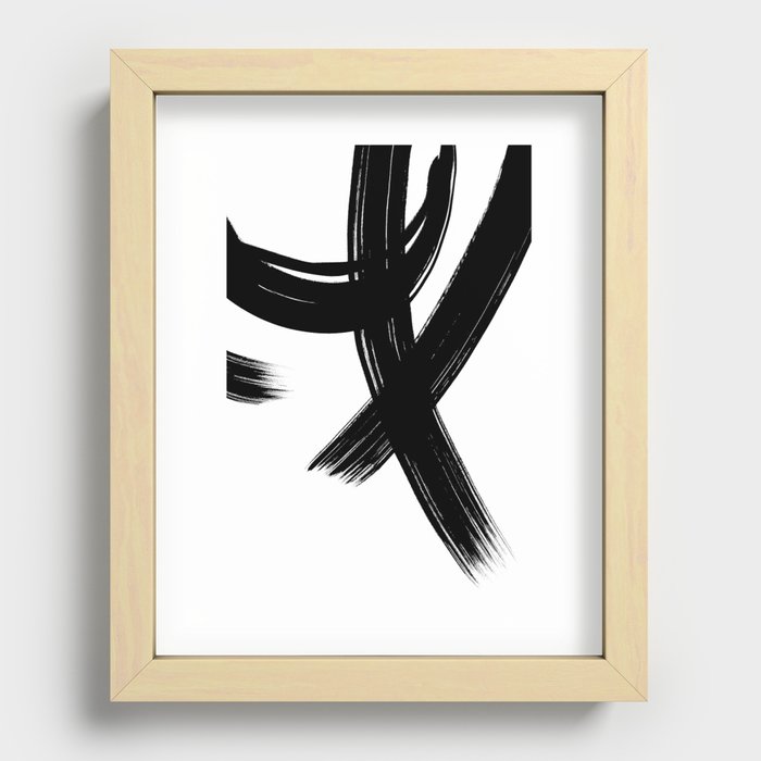 Black Abstract Brush Strokes nr 1 Recessed Framed Print