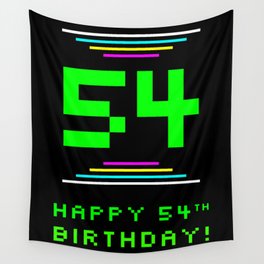 [ Thumbnail: 54th Birthday - Nerdy Geeky Pixelated 8-Bit Computing Graphics Inspired Look Wall Tapestry ]