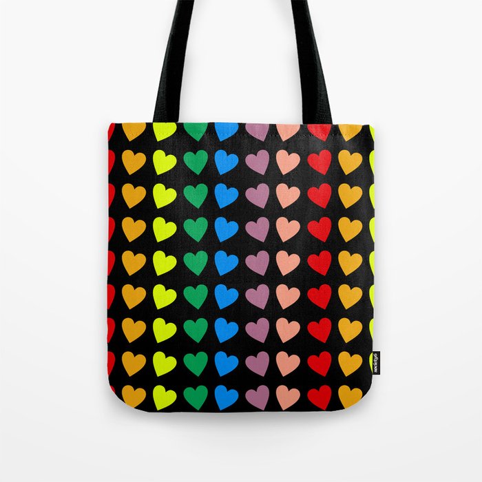 Rainbow Hearts Tote Bag