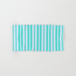 [ Thumbnail: Turquoise and Lavender Colored Stripes/Lines Pattern Hand & Bath Towel ]