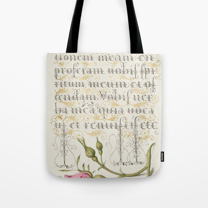 Vintage poster Floral and calligraphy Tote Bag