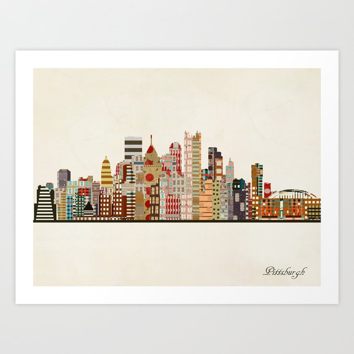Pittsburgh Skyline Art Print By Bribuckley Society6