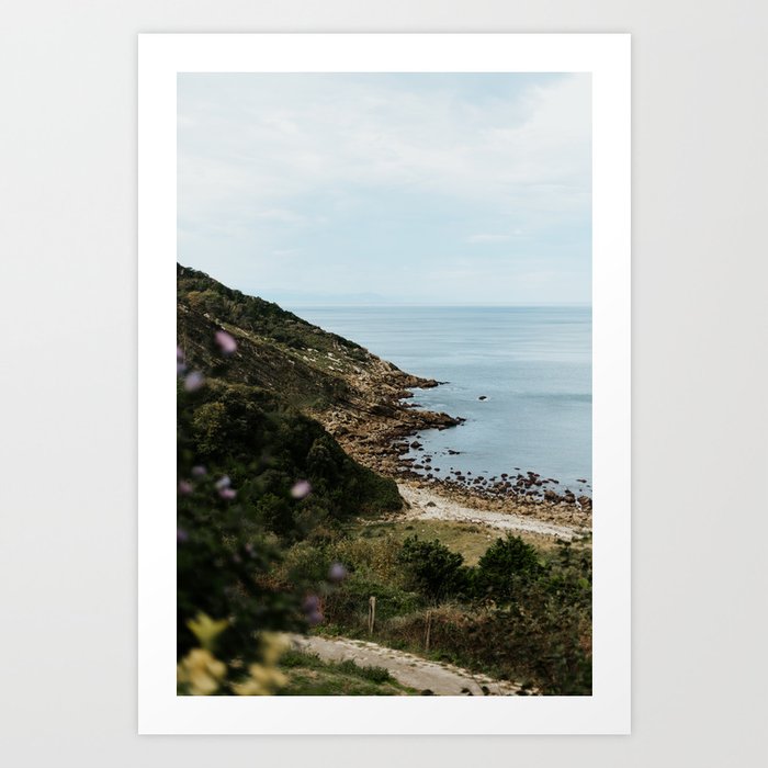 "Playa Agiti Bidea" Spain travel photography | Abandoned pebble beach | Photo wall print Art Print