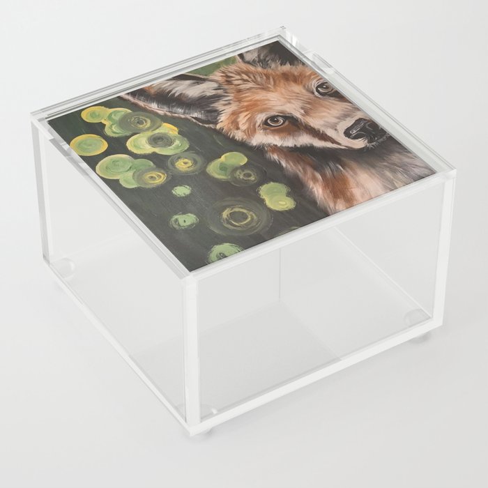 Little Red Fox Painting Fox Print Red Fox Acrylic Box By