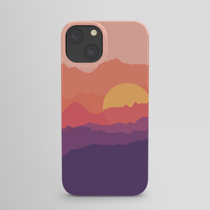 Minimal abstract sunset mountains III iPhone Case