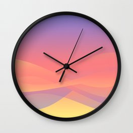 Pastel Gradient Ombre Pink, Purple, Yellow Whimsical Wavy Lines Wall Clock | Wavy, Modern, Whimsical, Colorblends, Colorful, Pastel, Minimal, Contemporary, Abstract, Fun 