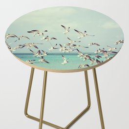 Seagull Flock Flying In Th Beach Side Table