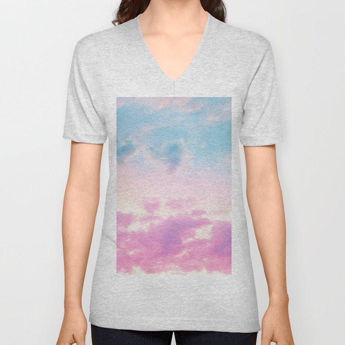 Unicorn Pastel Clouds #3 #decor #art #society6 V Neck T Shirt