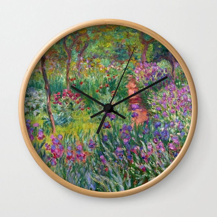 Claude Monet The Iris Garden At Giverny Wall Clock