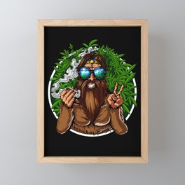 Bigfoot Hippie Smoking Weed Framed Mini Art Print