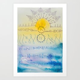 Light Language - Water Earth, Codes of the Ocean; Codes of the Sun Art Print