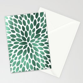 Floral Bloom Green and White Stationery Card