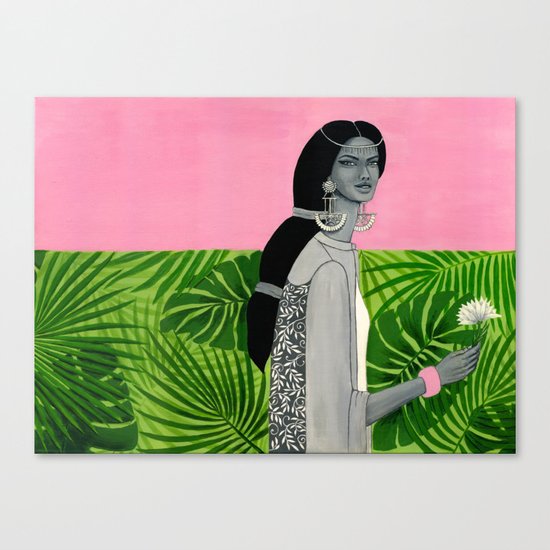 girl with a flower Canvas Print