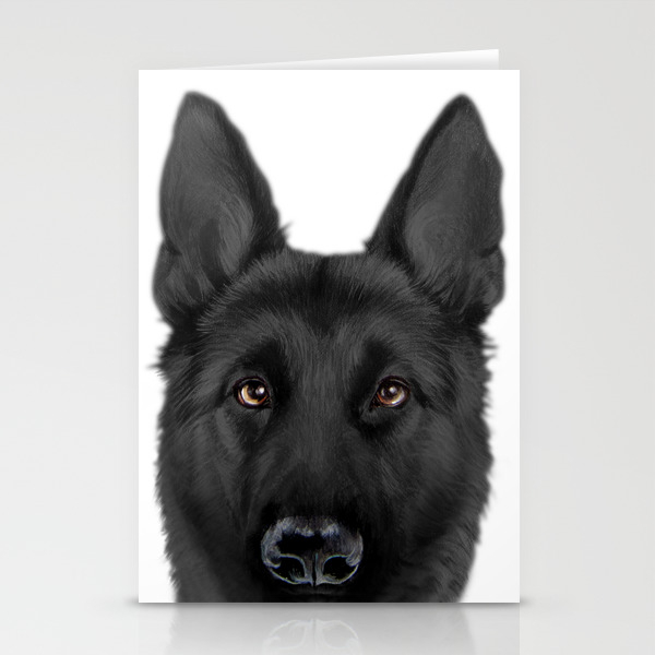 Black German Shepherd Original Painting By Miart Stationery Cards