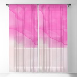 Pink Gradient Print Pastel Sheer Curtain