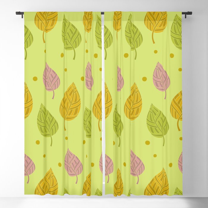 Autumn Colored Leaf Pattern Blackout Curtain By Highdesign Society6