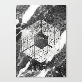 Elegant Marble Silver Hexagon Canvas Print