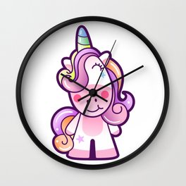 Cute Unicorn Cartoon Wall Clock | Kawaii, Cool, Animal, Funnyunicorn, Multicolored, Graphicdesign, Multicoloredunicorn, Childishunicorn, Kawaiiunicorn, Pony 