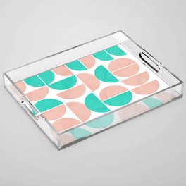 Pink and turquoise pastel modern Mid-Century shapes Acrylic Tray
