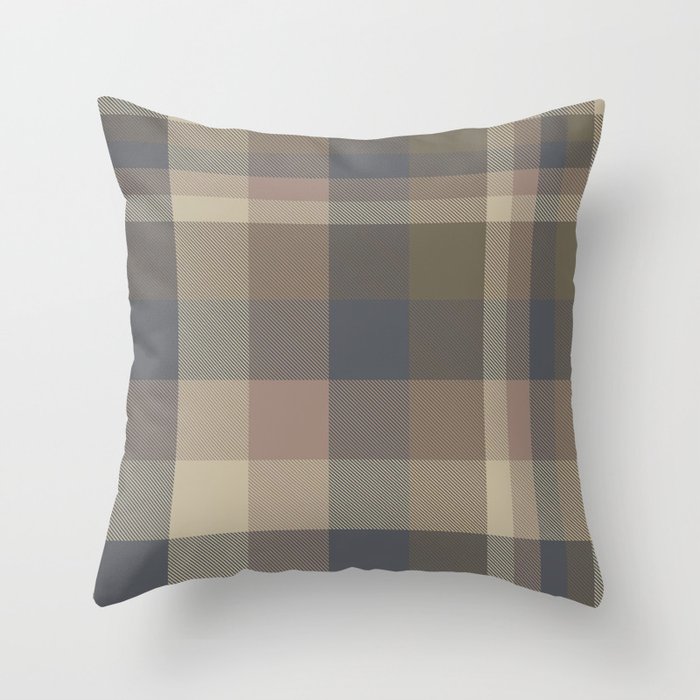 Grey Plaid Tartan Checkered Pattern Throw Pillow by Siu Hong Mok