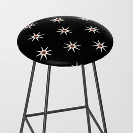 Atomic mid century retro star flower pattern in black background Bar Stool
