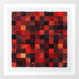 Inferno Tiles White Art Print