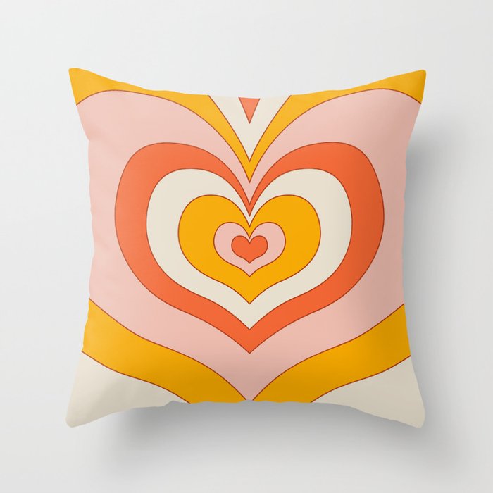 Orange Candy Heart Throw Pillow