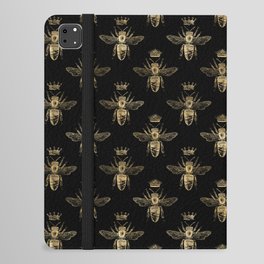 Black & Gold Queen Bee Pattern iPad Folio Case