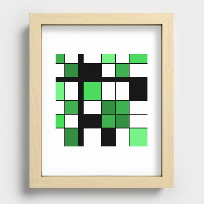 De Stijl Style Geometrical Art Green Recessed Framed Print