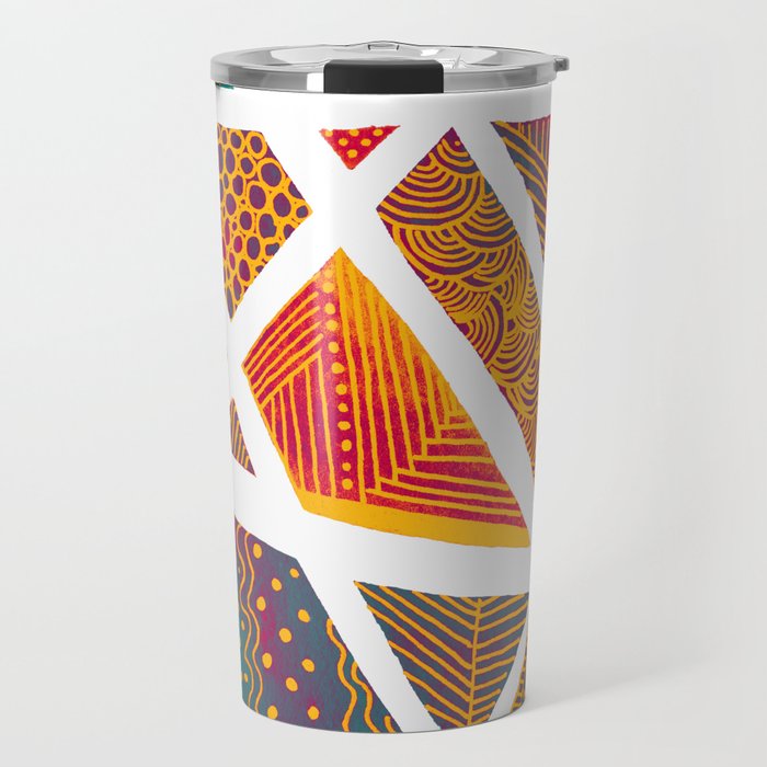 Geometric doodle pattern - multicolor Travel Mug