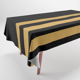 Solid Black and Gold Stripes Split in Horizontal Halves Tablecloth