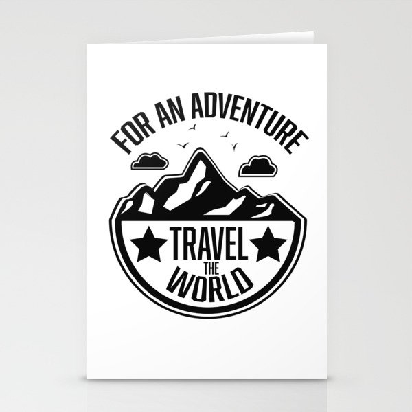 For An Adventure Travel the World retro logo. Stationery Cards