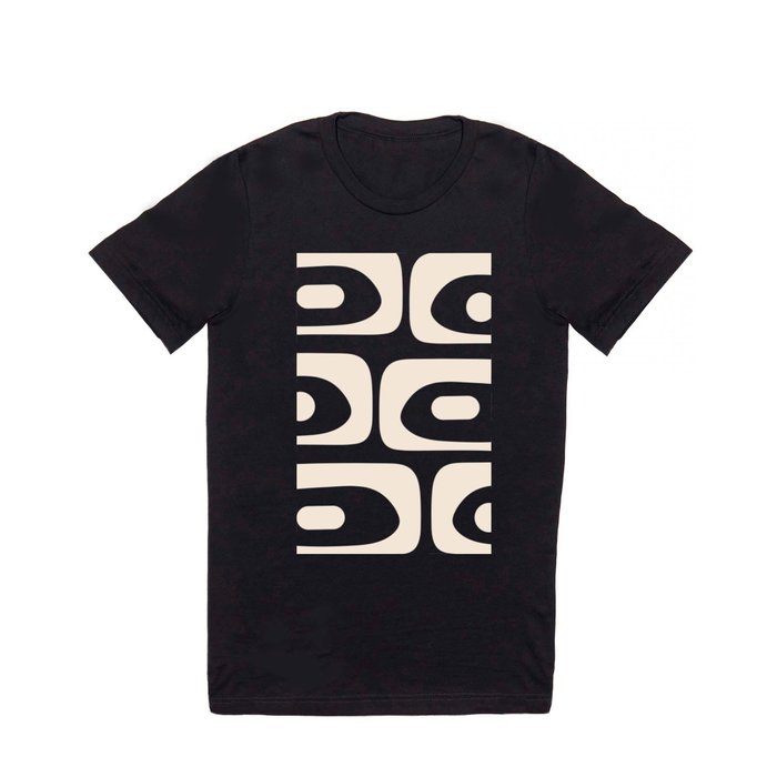 Mid Century Modern Piquet Abstract Pattern in Black and Almond Cream T Shirt