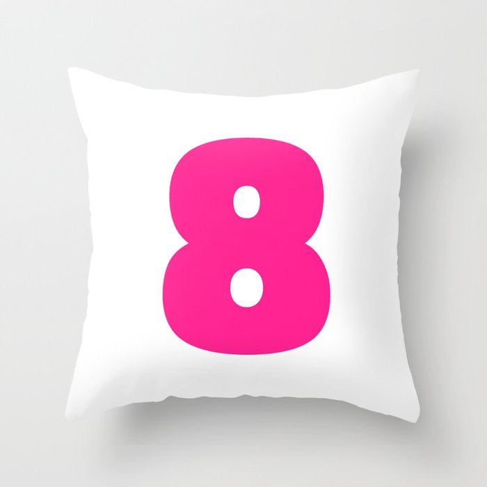 8 (Dark Pink & White Number) Throw Pillow