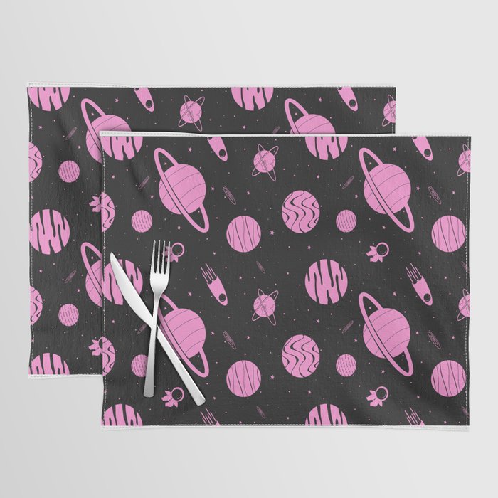 pinky planet(black) Placemat