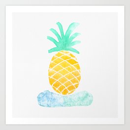 Watercolor Hawaiian Pinapple Art Print | Island, Travel, Watercolor, Saltyair, Colorful, Pinapple, Water, Deco, Beachstyle, Nature 