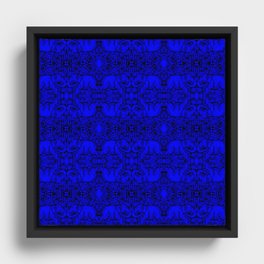 Kaleidoscope - Elephants - More Blue - Stamp Detail Framed Canvas