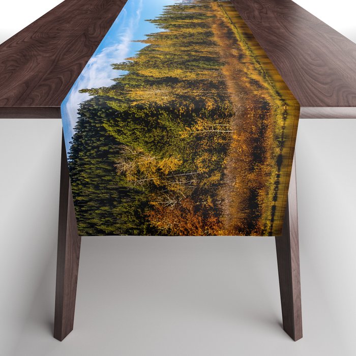 Return to Oxbow - Mount Moran on Autumn Day at Oxbow Bend in Grand Teton National Park Wyoming Table Runner