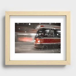 Snowy Night on Gerrard Street East, Toronto Recessed Framed Print